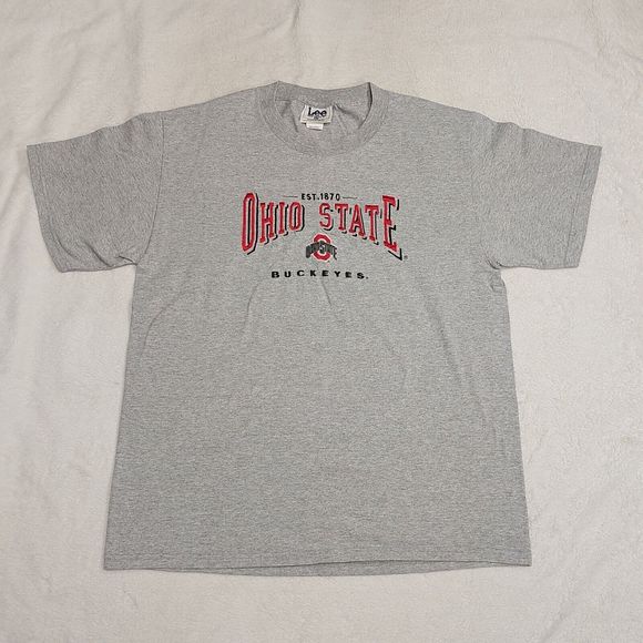 Vintage Ohio State Buckeyes Lee Sport Gray Embroidered T-Shirt Men's Size Large - Picture 1 of 7